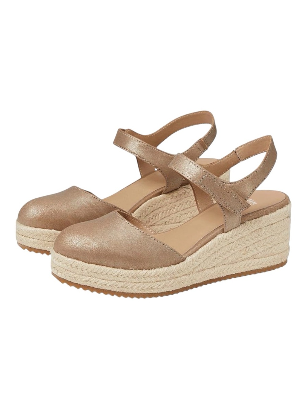 Eileen Fisher Nessa Espadrille Wedge Sandals Womens Sz 8 Metallic Platinum
